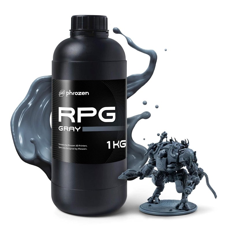 Phrozen 3D Printer Rapid Resin [RPG], Low Shrinkage Superior Precision Smooth Surface Finish, 405nm LCD UV-Curing Photopolymer Resin, Gray (1KG) - Image 1